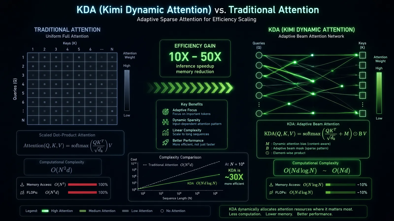KDA attention mechanism vs traditional attention comparison