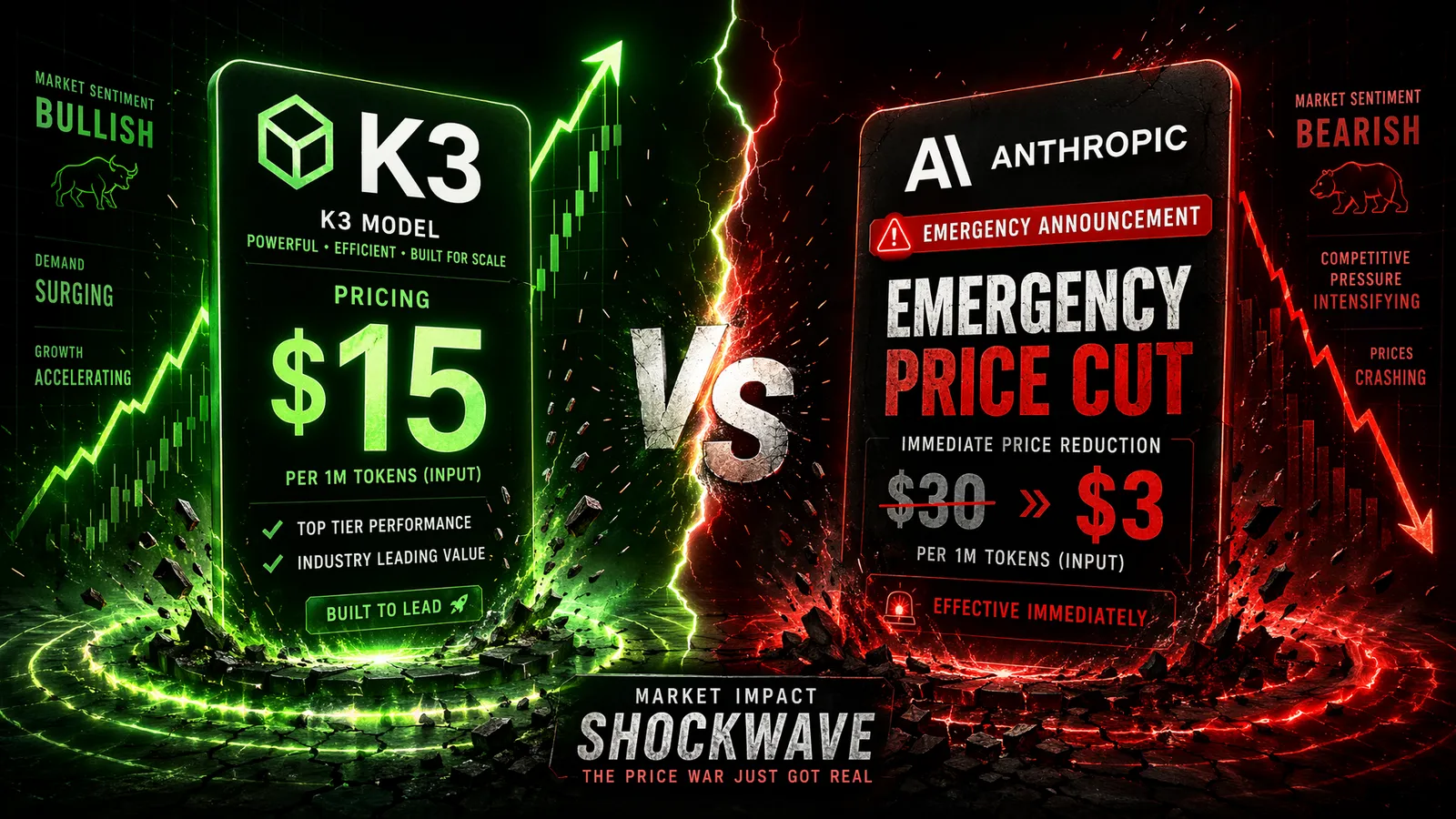 K3 vs Anthropic pricing comparison showing the dramatic cost difference