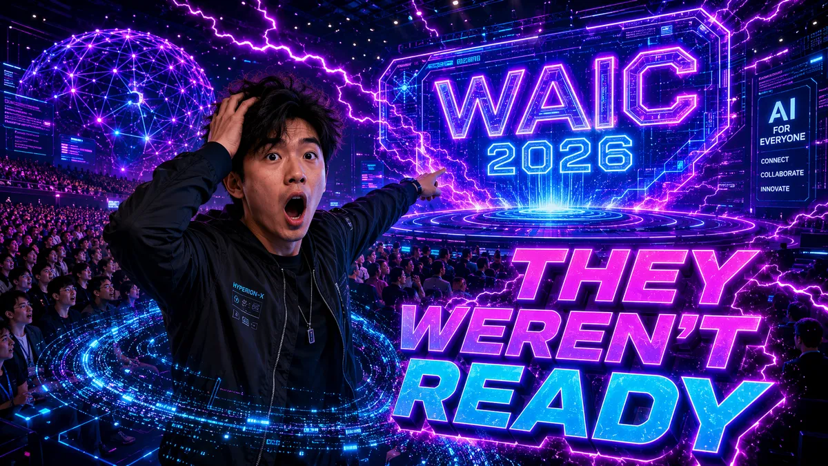 WAIC 2026 exhibition floor with Moonshot AI Kimi K3 showcase and massive parameter count display